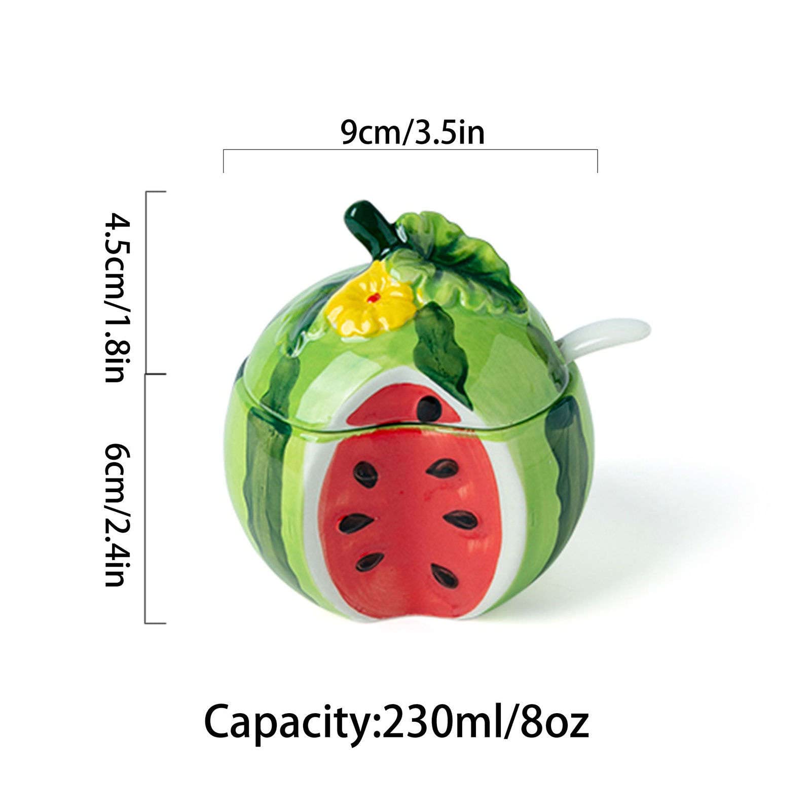 solniczka, Słoiki na przyprawy, Cukiernica owoce z pokrywką i łyżeczką, Kolorowa cukiernica, Ceramiczne pojemniki cukier do kawy, Pojemnik soli kuchennej(Red)