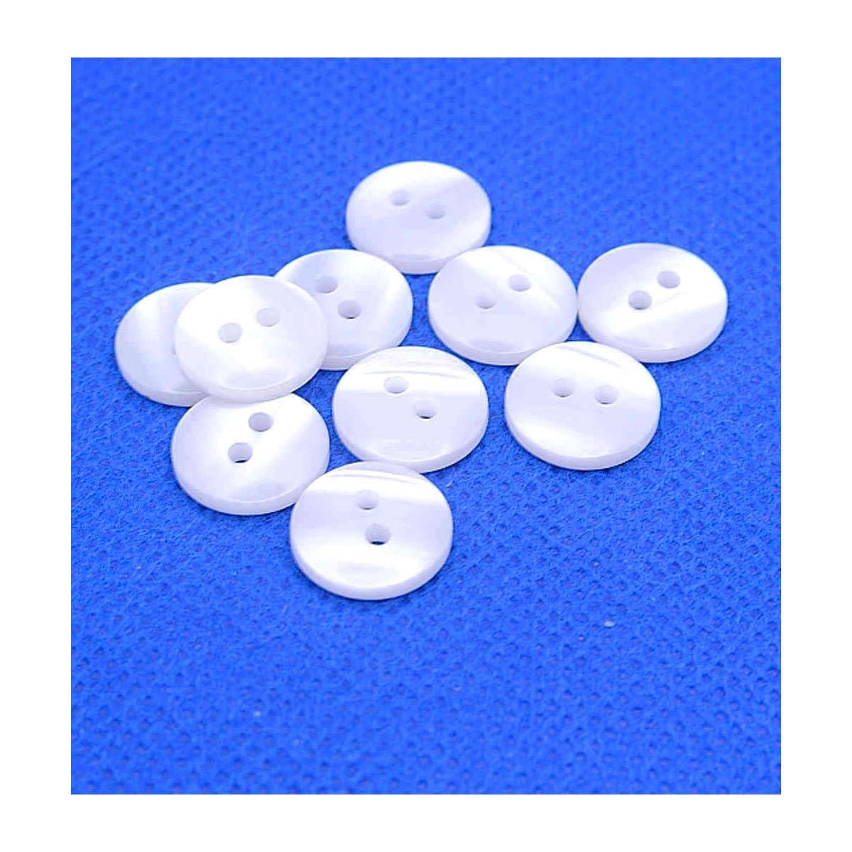 White Pearlescent Buttons, 13mm, 2-Hole Design (100)
