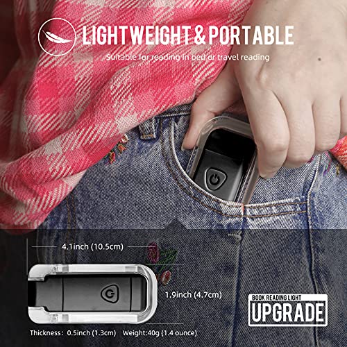 Image of EGWASER Book Light for Reading in Bed, USB Rechargeable Clip on Book Lights, 3 Brightness Adjustable Dimmable Bookmark Light for Eye-Protection, Reading Lamp for Bookworms, Travel (2-Pack Black)