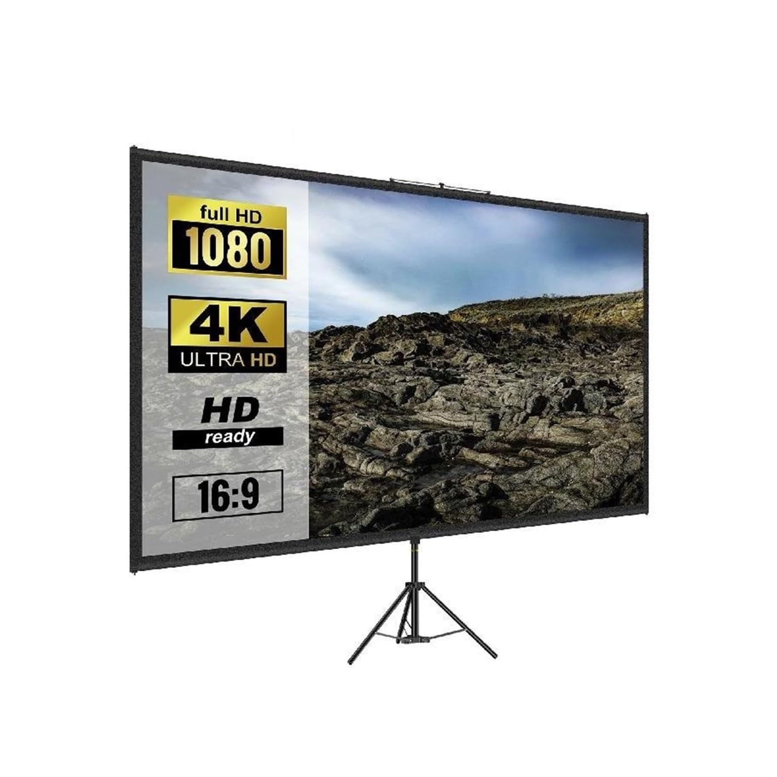 Ekran projektora, 60 70 80 90 100 110-calowy ekran projekcyjny na statywie ze stojakiem 16:9 4K HD przenośne kino domowe do projekcji w pomieszczeniach i zewnątrz dla Kina Domowego(100 inch)