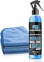 Flowgenix™ Waterless Car Wash Spray - Grand Finale - Motorcycle Cleaner & Car Wax Spray Polish (8 oz) - Ceramic Coating - Incl. 2 Microfiber Towels - Quick Detailer Spray to Make Your Vehicle Shine