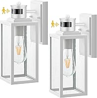 Vista 28 de VIANIS Paquete de 2 luces de garaje para exteriores, iluminación de pared exterior de anochecer a amanecer, farol de madera con textura de grano