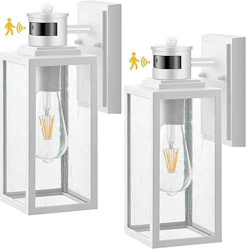 Miniatura 28 de VIANIS Paquete de 2 luces de garaje para exteriores, iluminación de pared exterior de anochecer a amanecer, farol de madera con textura de grano