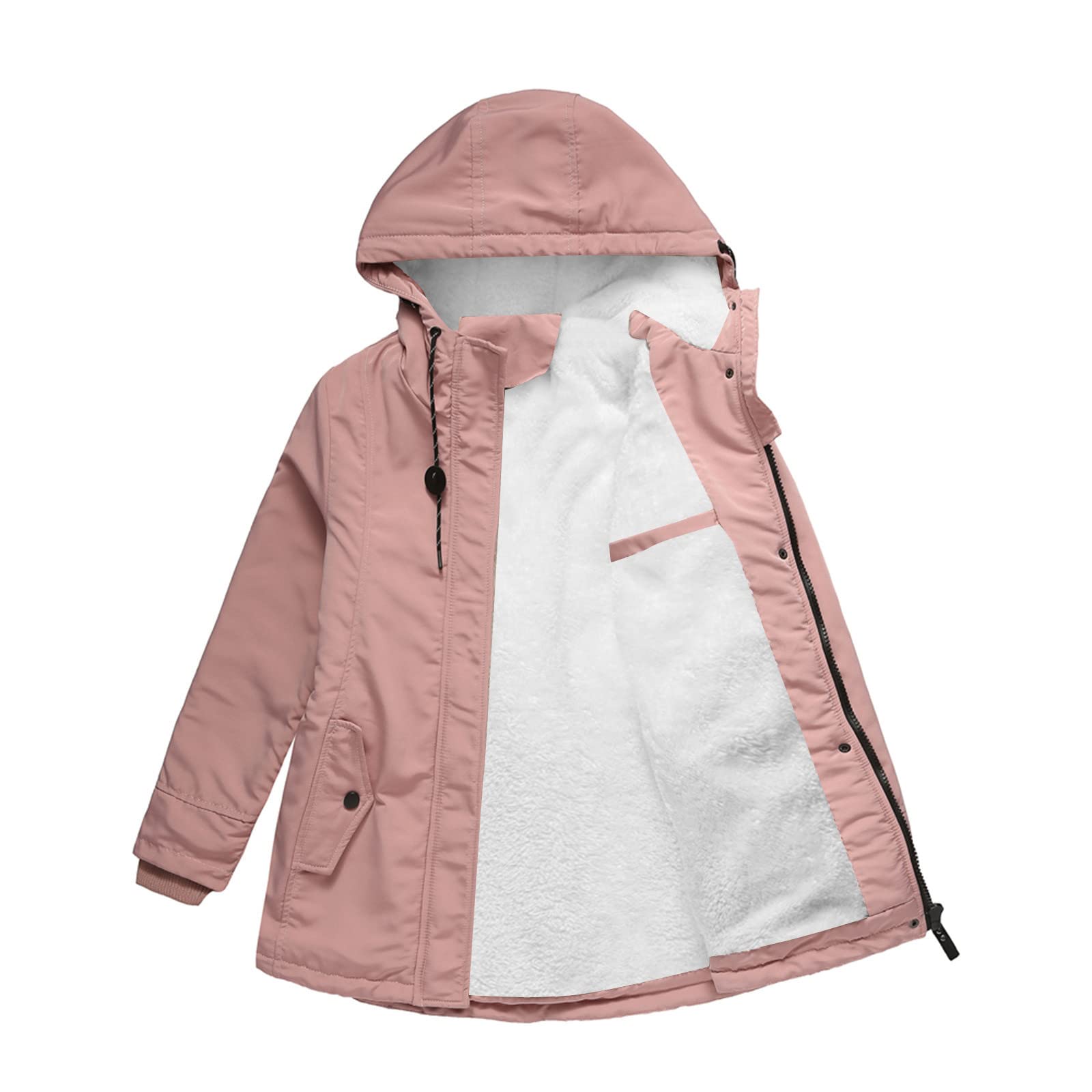 Giacca Invernale Imbottita Calda, Giubbini Donna Invernali con Cappuccio in Pelliccia Calore Giacca Maniche Lunghe Cappotti Elegante Tinta Unita Lungo Cappotto Outdoor Viaggio