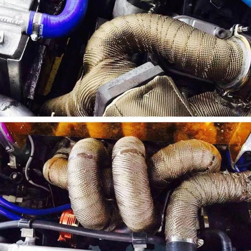 Scudo Termico Nastro termico di scarico per moto Testata Avvolgente Cravatte resistenti Fibra cotone isolante(Brown)