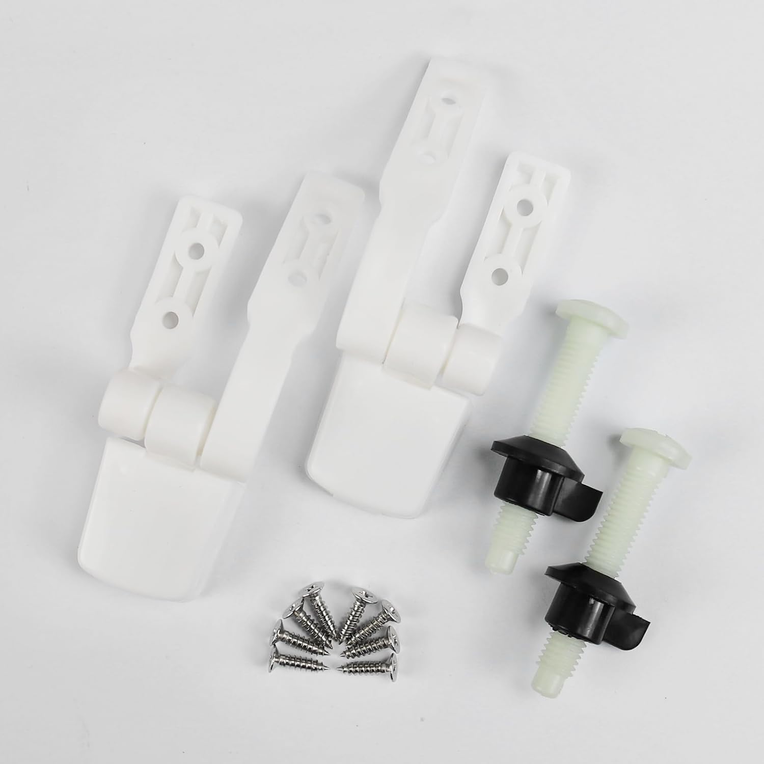 Toilet Seat Hinges White Plastic with Durable Bolts Screws and Nuts, Replacement Toilet Seat Hinge (MFL09A)