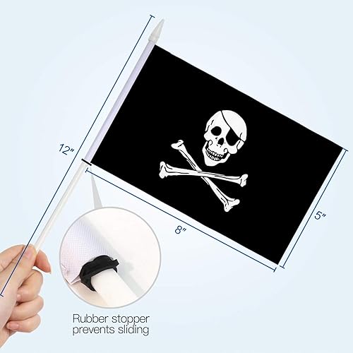 Miniatura 4 de Anley Mini bandera pirata - Paquete de 12 banderas pequeñas en miniatura Jolly Roger en barra, resistentes a la decoloración y colores vivos, 5 x 8