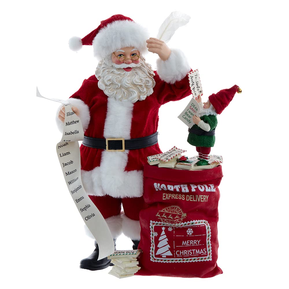 Kurt S. Adler 10.5-Inch Fabriché Santa with Mail and Elf
