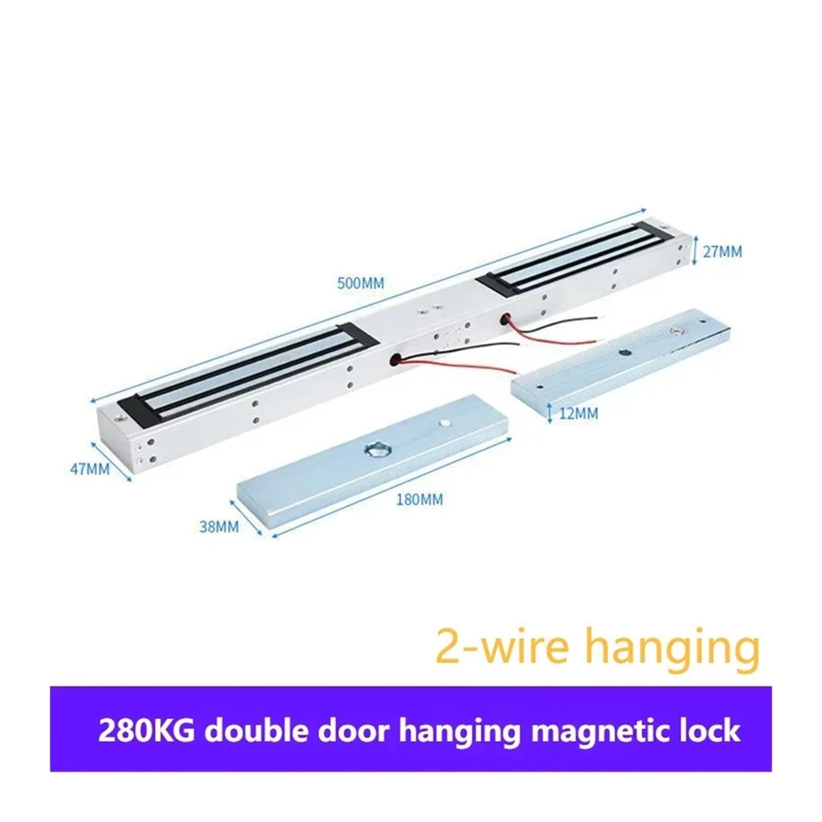 Wiszący zamek magnetyczny z podwójnymi drzwiami, 2 przewody, 5 drutów, wiszący zamek elektromagnetyczny, kontrola dostępu, zamek magnetyczny