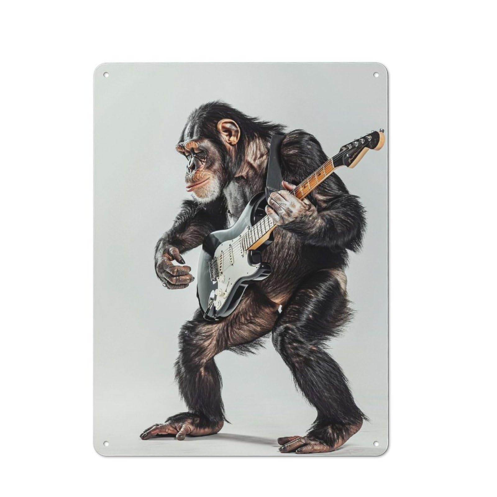 Casual Chimpanzee Guitar Shed Metal Sign 40x30cm, Shed Wall Decor for Greenhouse, Garden Room, Cafe Or Entryway