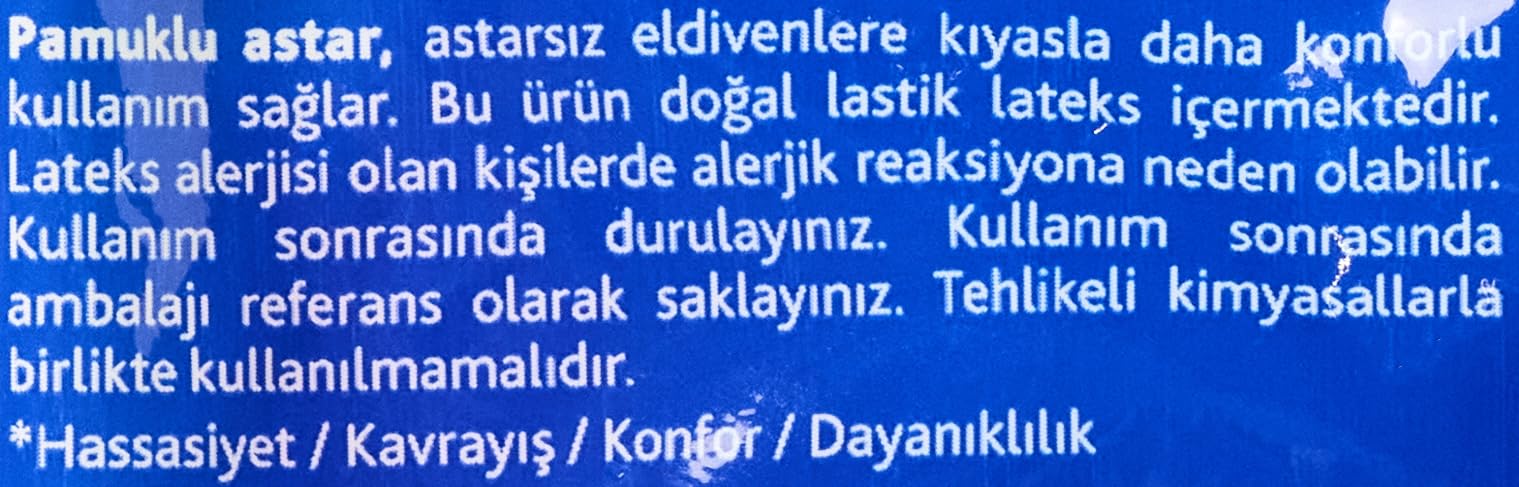 Vileda 131429 Standart Eldiven,%100 Doğal Lateks, M 3lü paket