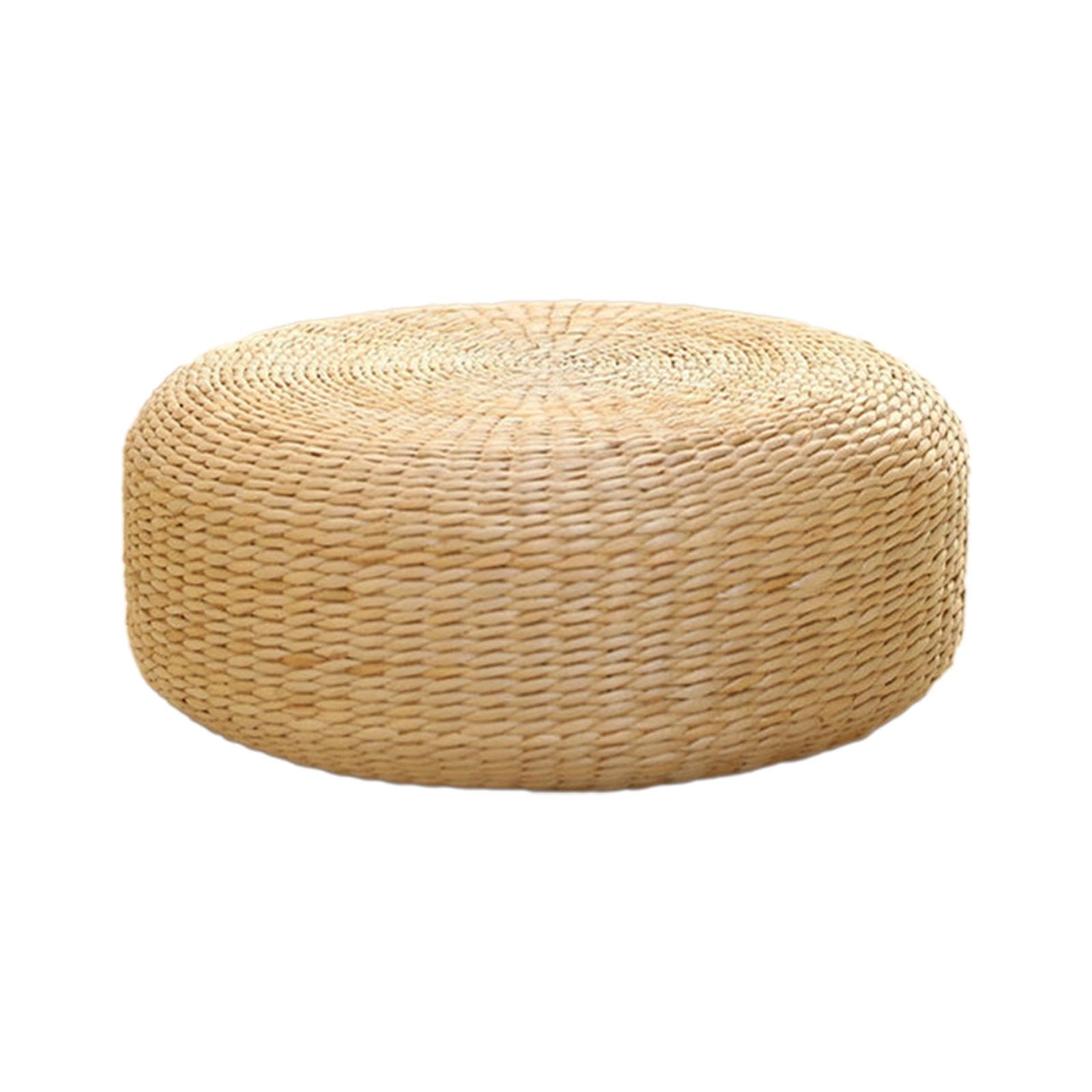 LOVIVER Coussin d'assise de Style Japonais Oreiller de Sol en rotin Fabriqué à la Main Épaissir Coussin de siège Tatami de Lecture Rustique pour Sol intérieur, 40cm de diamètre