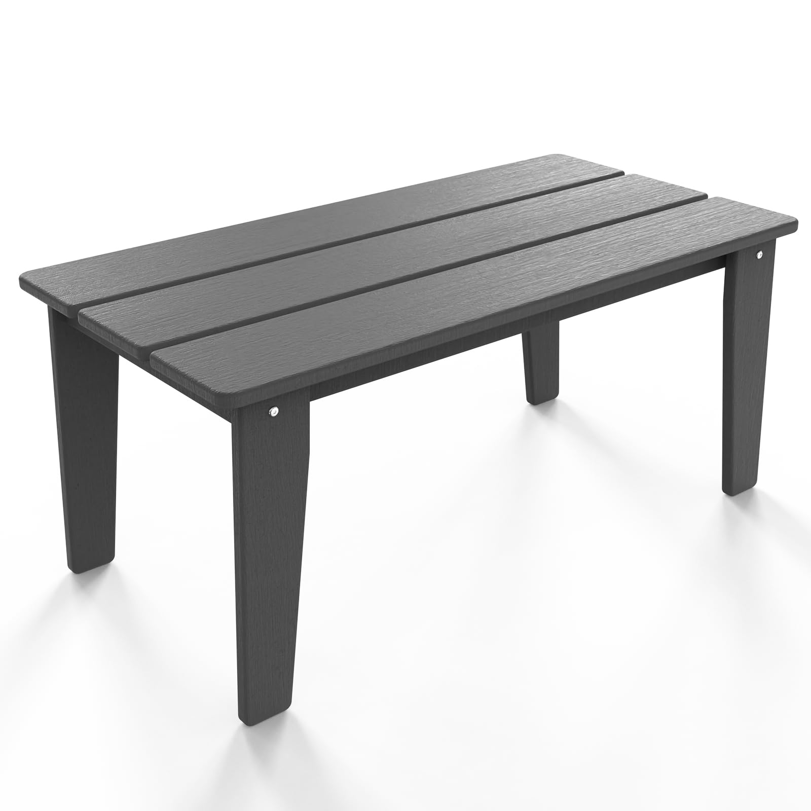 POLYDUN Wood Texture Outdoor Coffee Table, 35" x 18.2" Poly Lumber Patio Coffee Table, All Weather Adirondack Outdoor Table for Balcony, Garden,