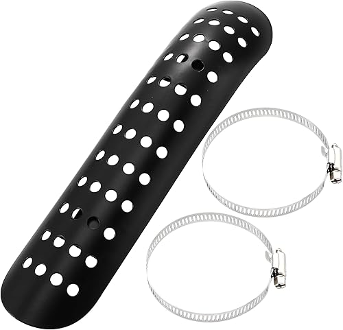 Motoforti Protector térmico universal para escape de motocicleta, agujero de hierro cromado con aislamiento térmico, cubierta de silenciador con