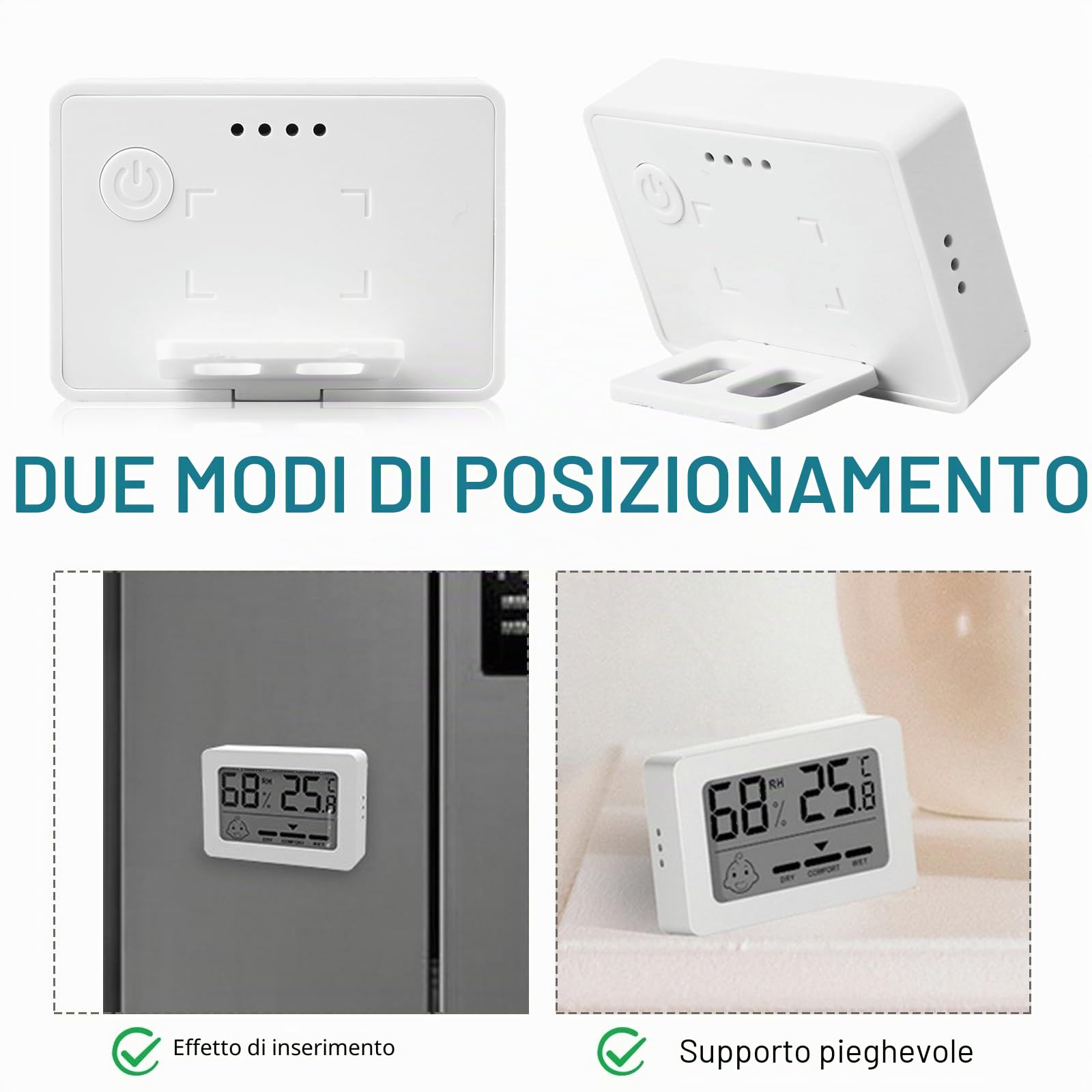 Termometro igrometro digitale per interni, 6 mini misuratore di umidità, indicatore Smiley, per camera dei bambini, soggiorno, ufficio, bianco