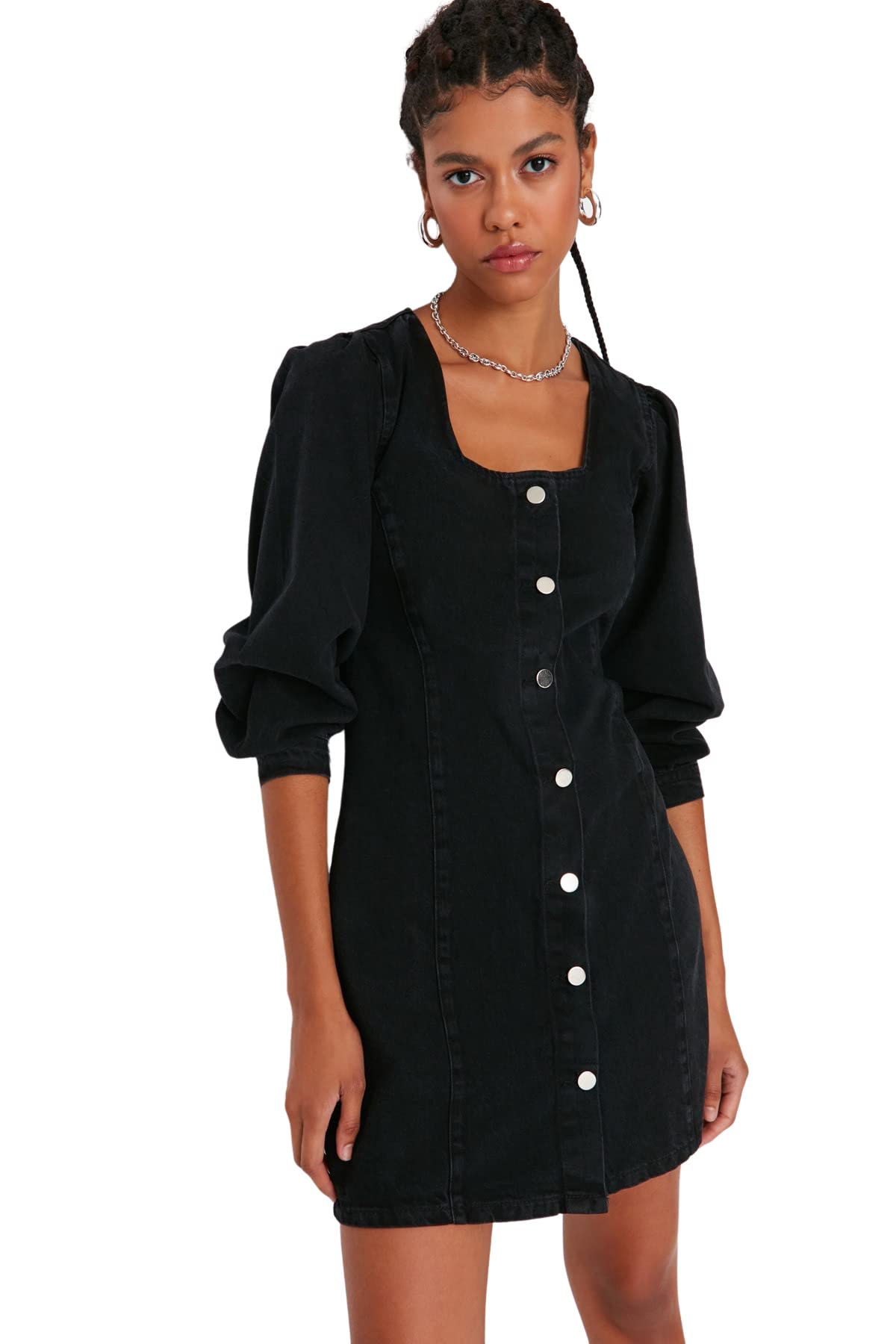 TRENDYOL Damen Woman Mini Bodycon Rundhalsausschnitt Gestrickt Kleid Kleid (1er Pack)