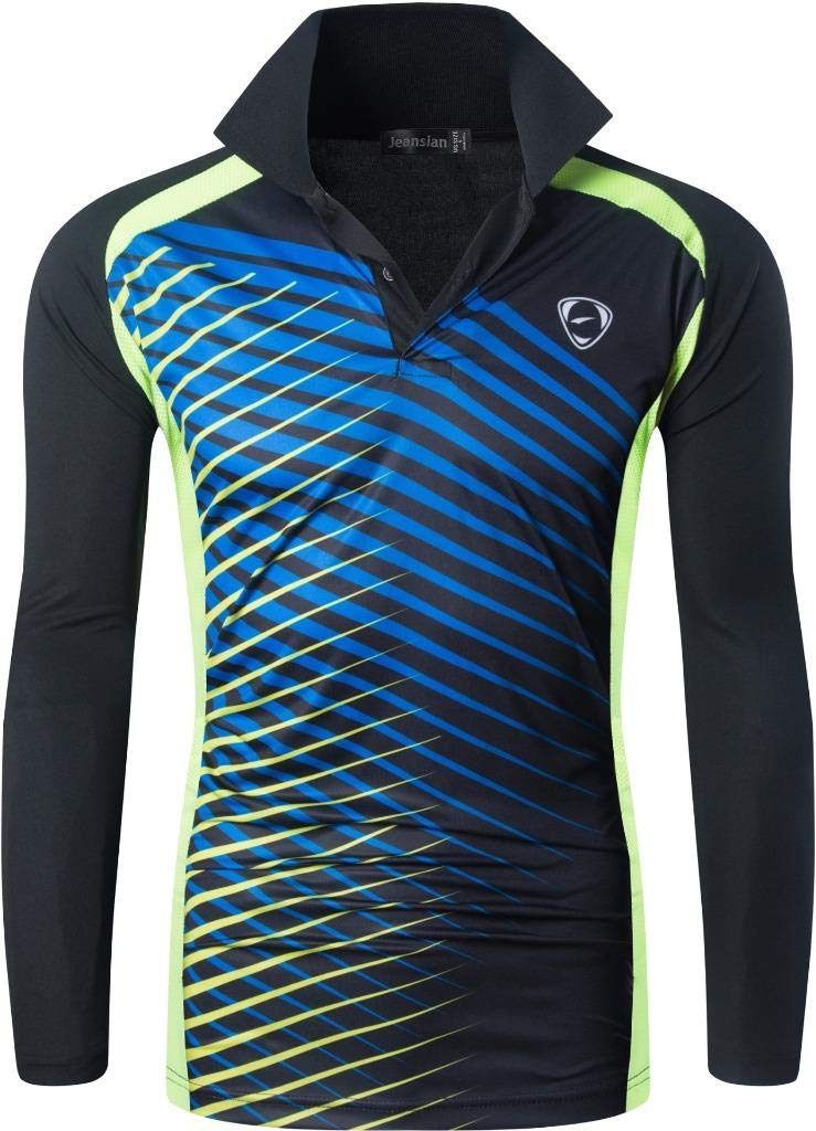 jeansian Men's Sport Long Sleeves Polo Tee Shirt T-Shirts Tshirt Tops Golf Tennis Bowling LA287