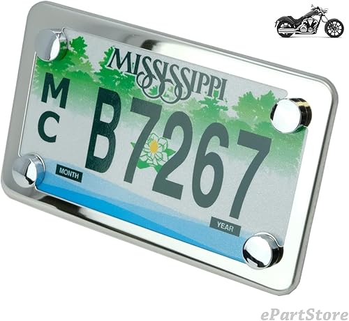 Miniatura 2 de LFPartS Marco de matrícula de acero inoxidable pulido para motocicleta, estilo delgado