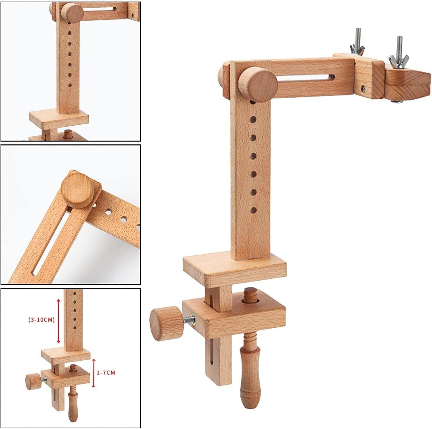 Soporte de Mesa Giratorio para Bastidor de Bordado de Madera con Abrazadera para Punto de Costura y Manualidades, Bend, Bend