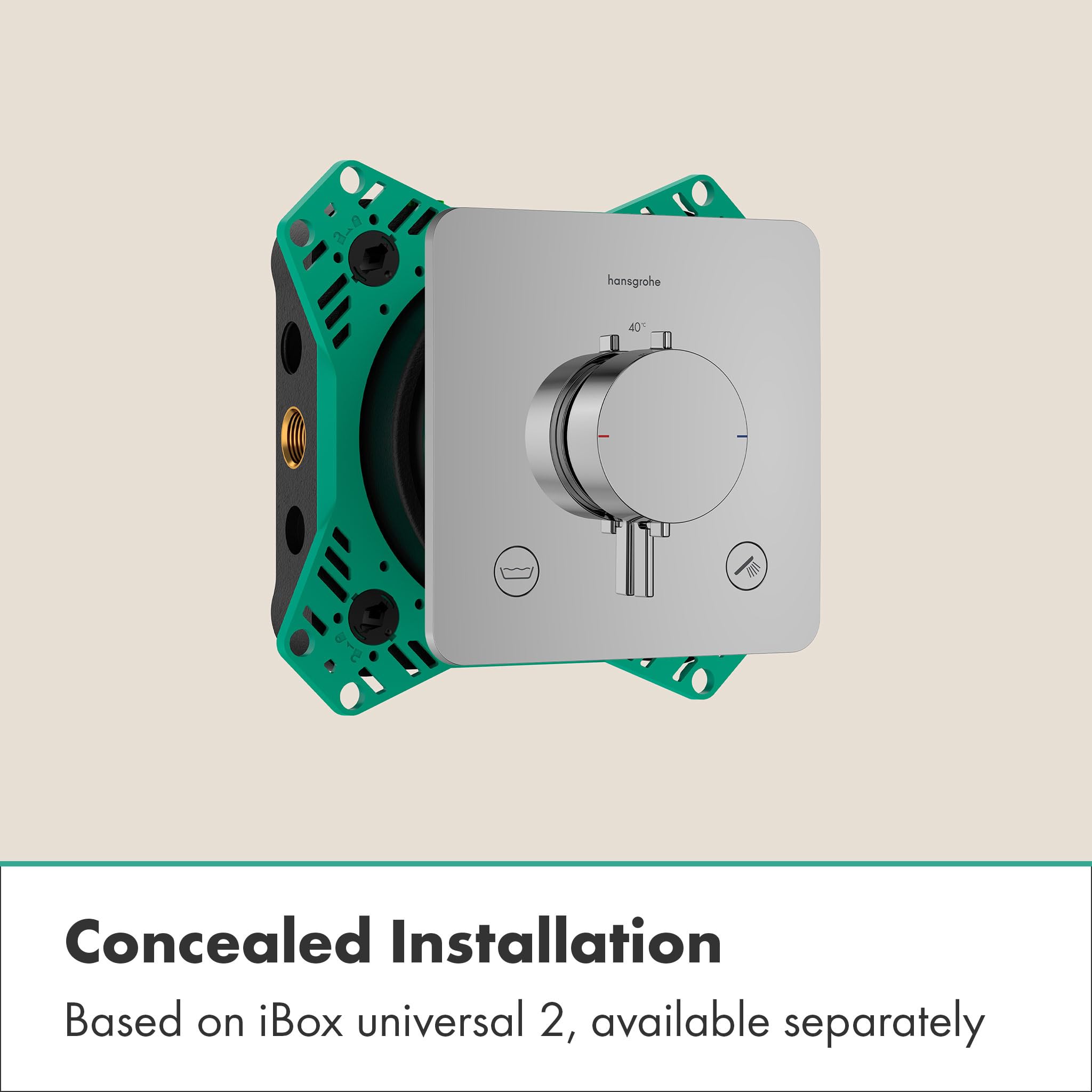 hansgrohe Ecostat Comfort Q - termostat prysznicowy podtynkowy z kombinacją bezpieczników, armatura prysznicowa z blokadą bezpieczeństwa (SafetyStop) w temperaturze 40°C, termostat dla 2 odbiorników