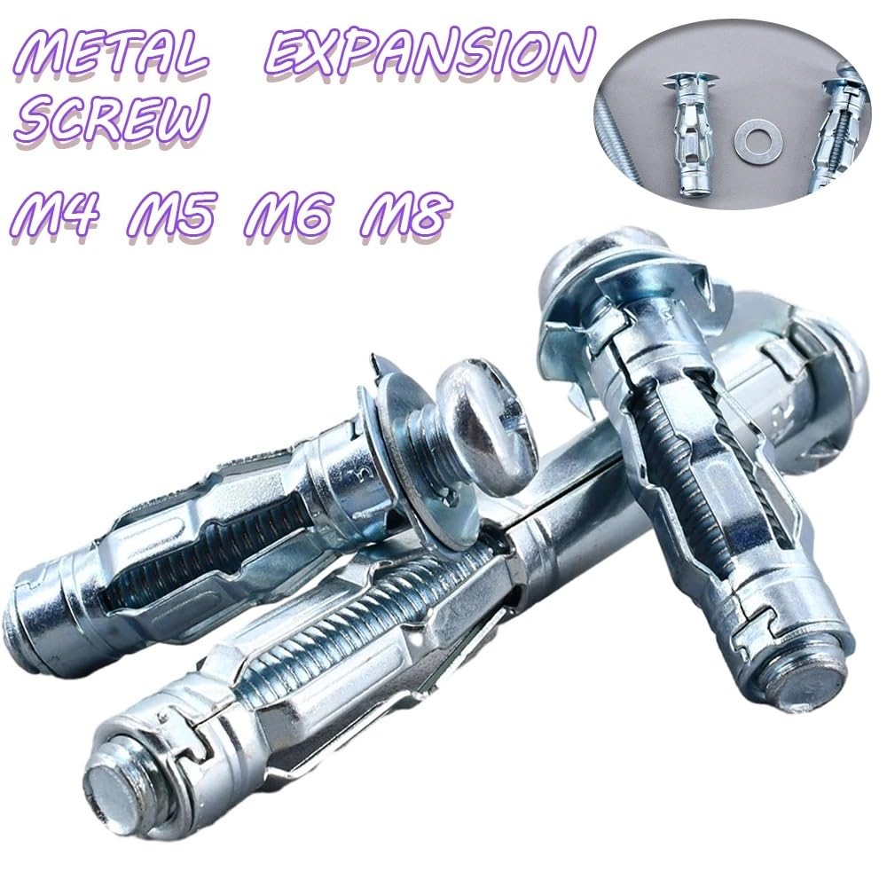 M4 M5 M6 M8 Pernos de yeso Tuercas Tornillos de expansión for paneles de yeso Perno Tubo Pared Techo Anclaje Tubo Fijación de tubería Tapón hueco(M8x80 MM,21 PCS)
