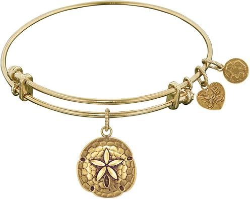 Smooth Finish Brass Sand Dollar Bangle Bracelet, 7.25"