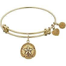 Smooth Finish Brass Sand Dollar Bangle Bracelet, 7.25"
