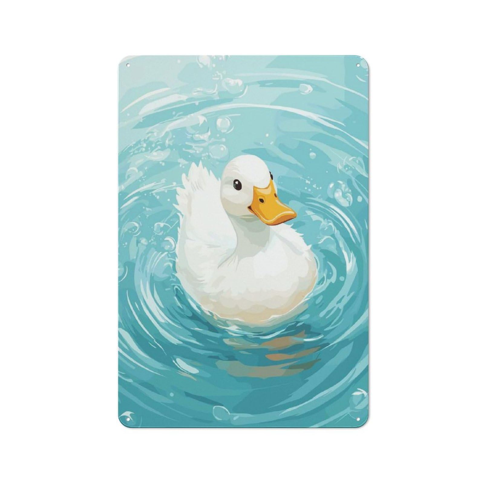 Duckling in Water Metal Wall Plaque 30x20cm, Character Room Wall Plaque for Hallway, Home Bar, Garage Or Study