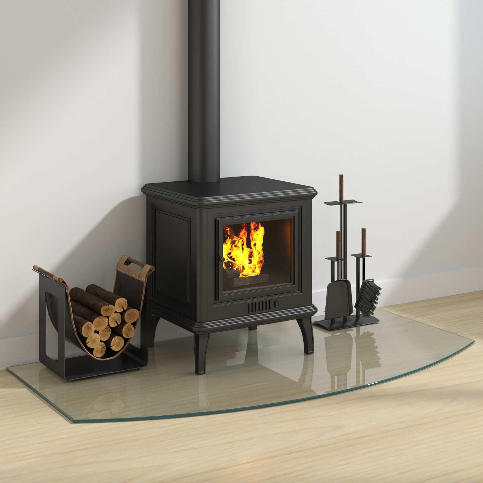 Feuerstelle Glasplatte transparent 120x60 cm hitzebeständiges Sicherheitsglas für Kamin Ofen Schutzplatte für Holzboden, Laminat, Parkett, Wohnzimmer, Schwedenofen, Pelletofen, Kachelofen