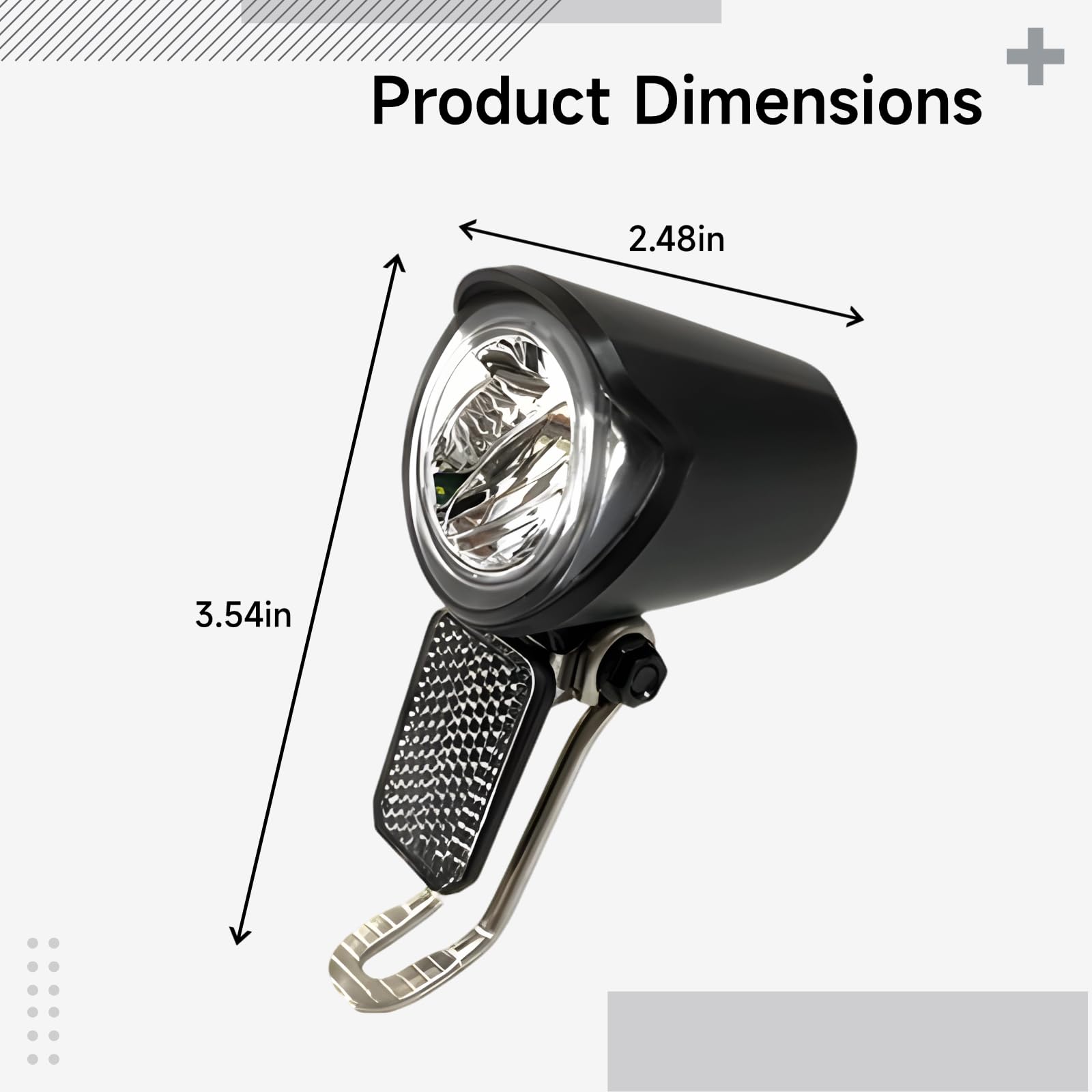 Luce per bicicletta elettrica con connettore a 2 pin, faro LED da 6 V a 60 V, con spina impermeabile, luce anteriore e supporto in metallo per una guida sicura di notte e in giro