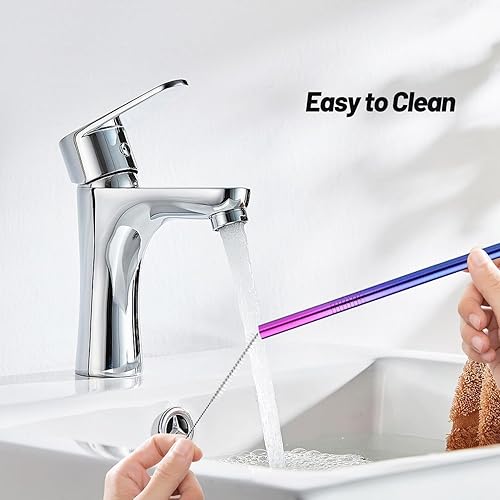 Miniatura 5 de VEHHE Pajitas de metal de acero inoxidable reutilizables para beber, juego de 4 popotes reutilizables de 10.5 pulgadas, cepillo de limpieza de color