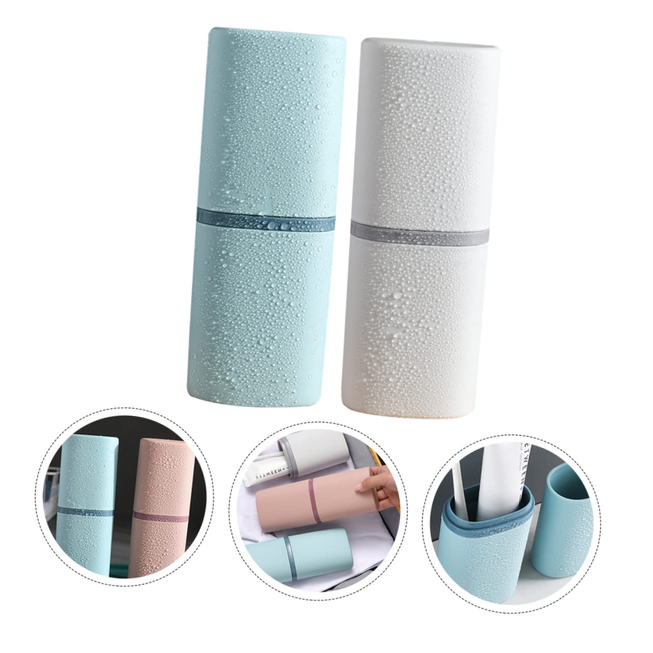 Ipetboom 4pezzi Porta Spazzolino e Tazza Da Viaggio Contenitore Per Igiene Design Compatto e Portatile Per Uso Domestico e Viaggi Bianco