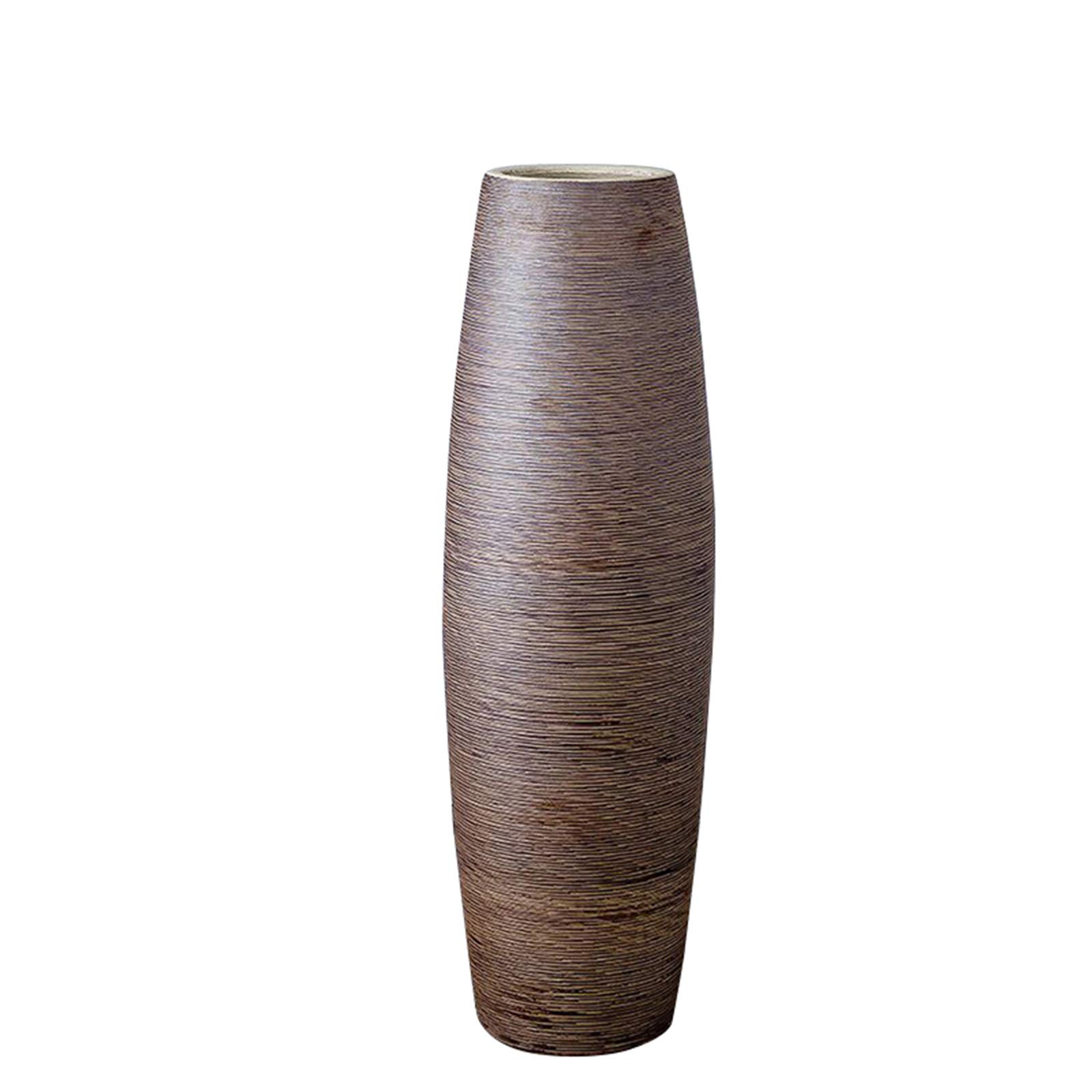 asdchZen Indoor Gardening Brown Striped Vase, Retro Style Hotel Lobby Hall Corridor Floor-Standing Decorative Vase Ceramic Large Vase,22 * 60CM