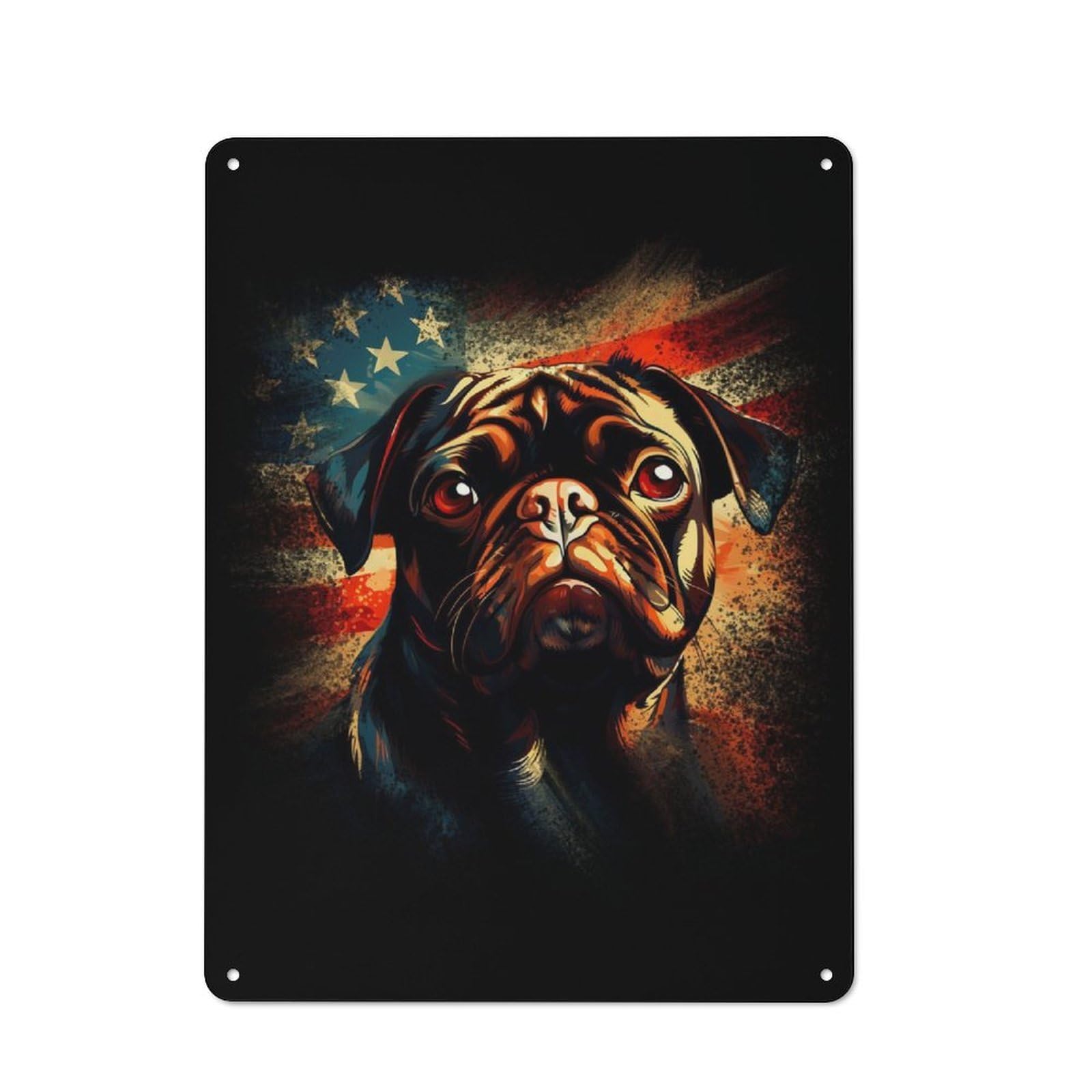 Junmoney American Pug Retro Tin Wall Plaque 40X30cm Featuring For Garage Wall, For Vintage Wall Decor Fans, For Themed Room Decoration