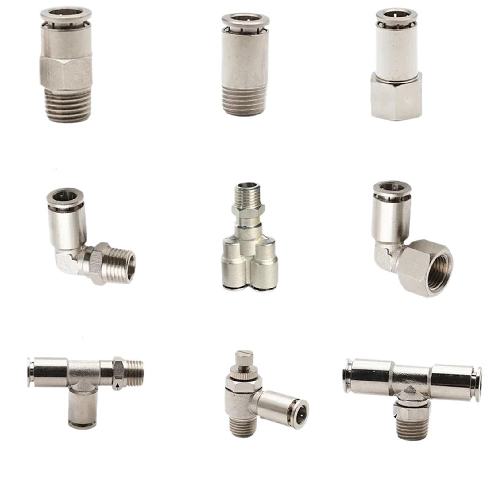 1PCS Brass Nickel Plated Push in Pneumatic Connectors BSPT M5 1/8'' 1/4'' 3/8'' 1/2'' Quick Connector Release Air Fitting(4-M5 (4mm-M5),POC)