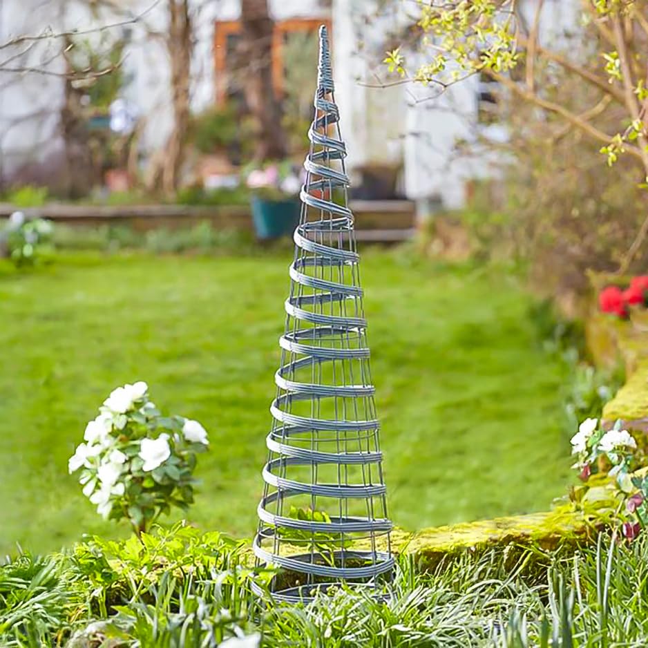 Garden Mile Großes Rankgitter aus Metall für Kletterpflanzen, Kegelform, aus Polyrattan, 1,2 m