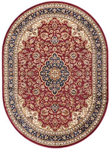 Alfombra ovalada roja 5'3" x 7'3" para interiores miniatura 3