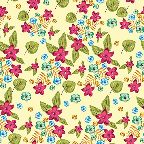 Papier Peint Fleurs Tropicales Lessivable pour Masquer les Défauts du Mur