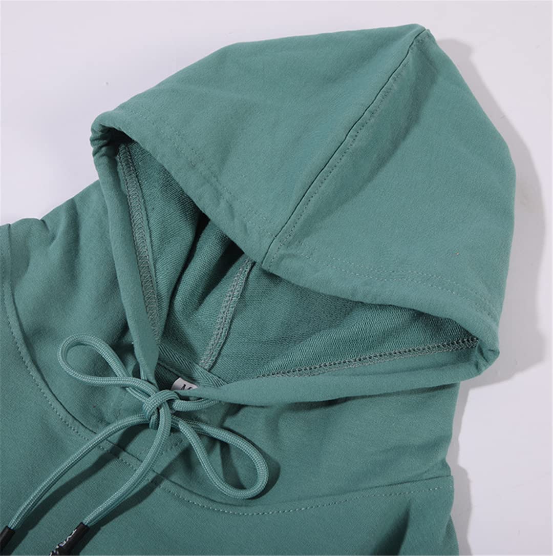Damskie bluzy z kapturem Solidna bawełna Luźna dzianina Harajuku Sweter Bluza Khaki XL (60-65) kg