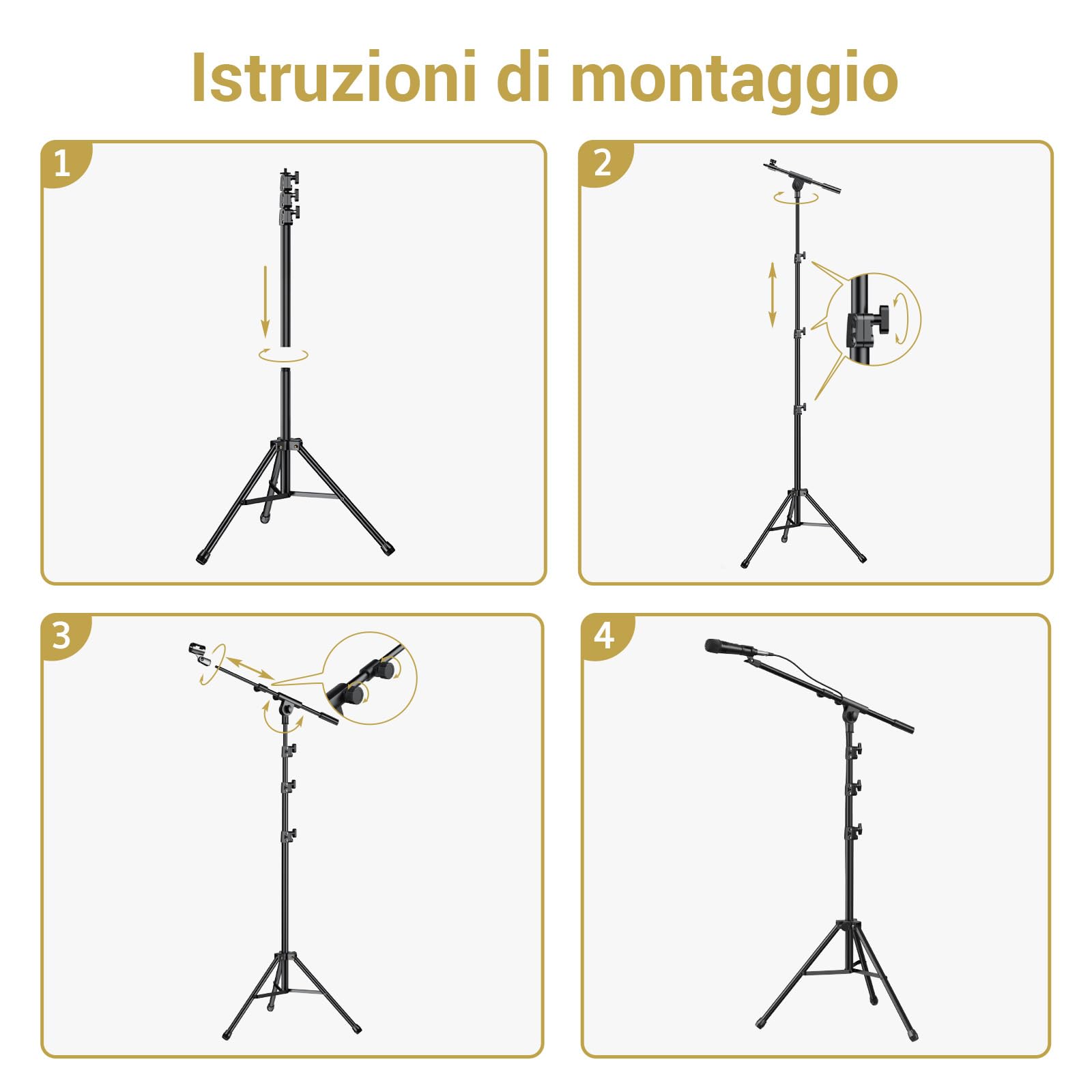 TONOR Microfono Karaoke XLR con Supporto Robusto, Microfono Dinamico per Canto, Pickup Cardioide, Struttura Interamente in Metallo, Compatibilità con Mixer DJ, PA, 500 cm, K1+