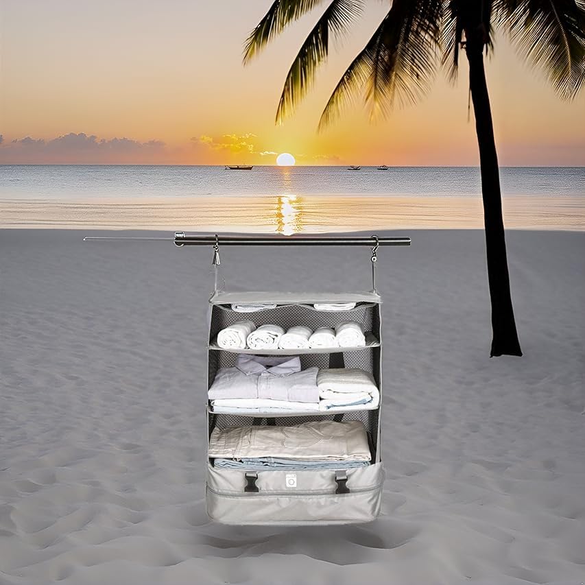 Hanging Luggage Organizers for Suitcase - Collapsible Packing Cubes with Shelves Made for Easy Traveling, Great Organization System, Carry-on Luggage Closet - Large4