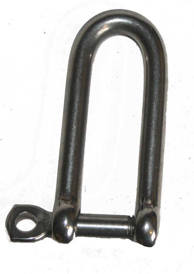 Nautos Long D Shackles with Screw Eye PIN- Forged Stainless Steel 316 -Set of 2 PCS (10mm - 3/8