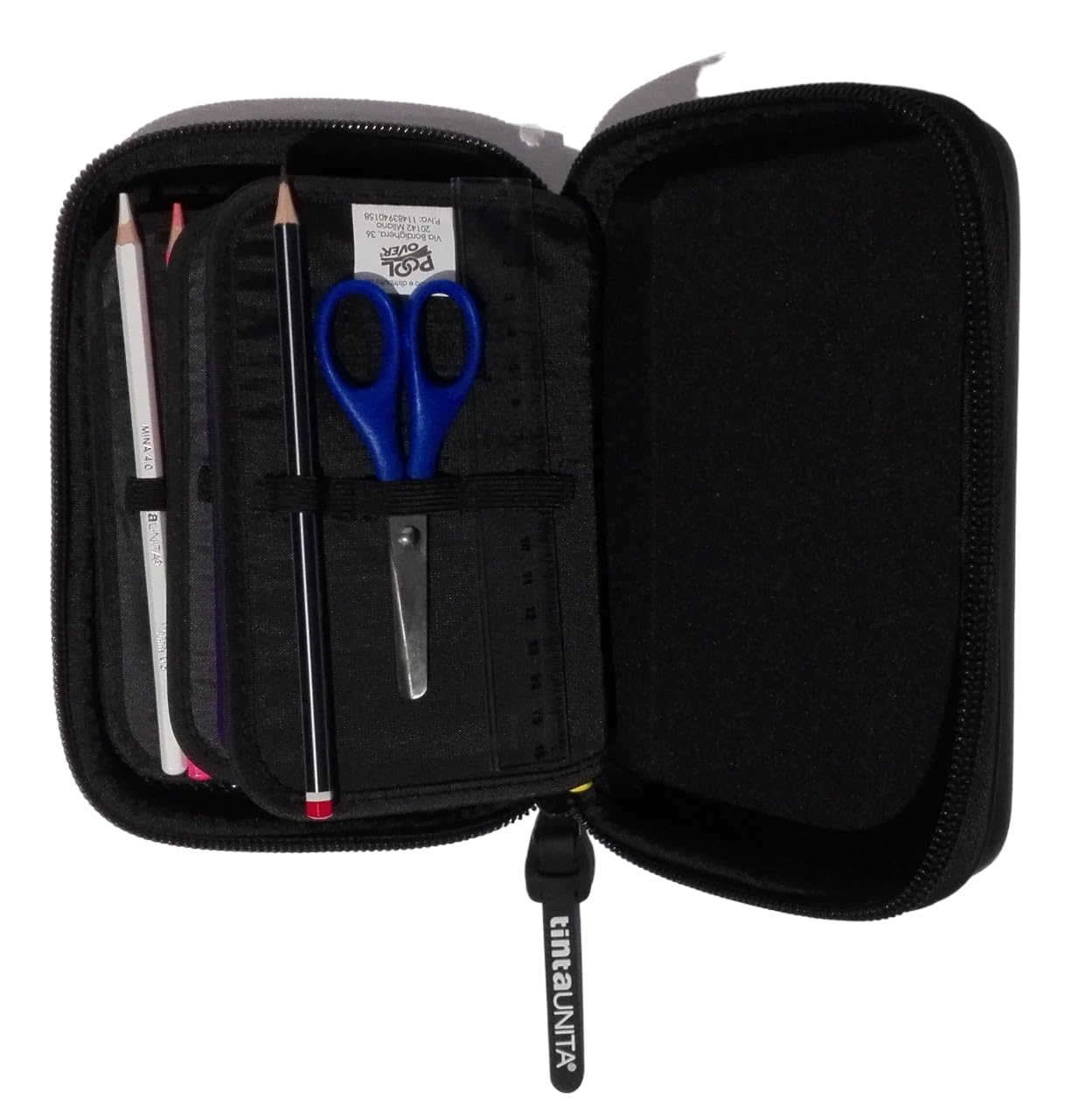 PRESTIGE & DELUXE Astuccio Scuola Tinta Unita Pool Over One Time zip completo Nero + omaggio portachiave fischietto
