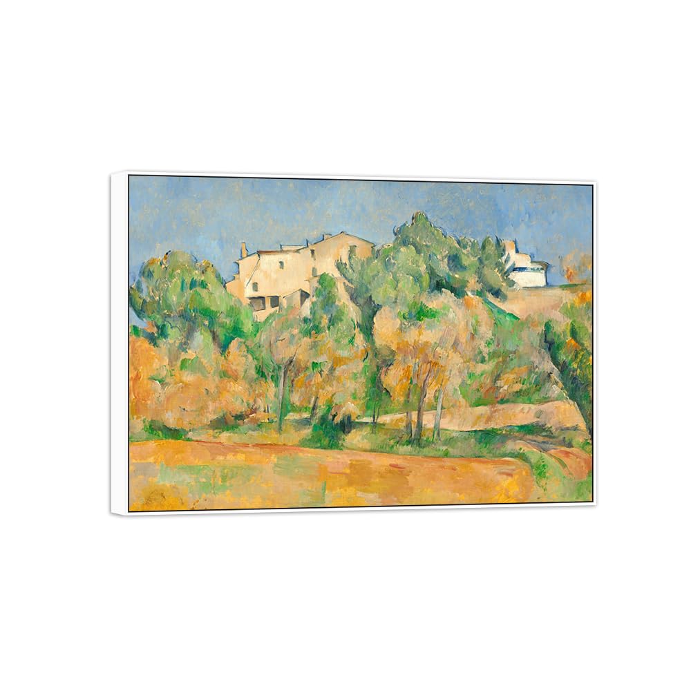 SDYSKKUG Canvas Wall Art Picture Decor House by Paul Cezanne 70x50cm White Frame