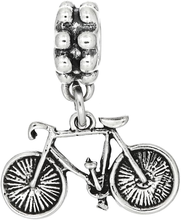 LGU Sterling Silver Vintage Style Bicycle Bike Dangle Bead Charm