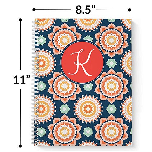 Modern Floral Personalized Notebook/Journal, Laminated Soft Cover, 120 Pages Of Your Selected Paper, Lay Flat Wire-O Spiral. Size: 8.5” X 11”. Made In The Usa #TOP2