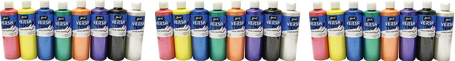 Sax Versatemp Heavy-Bodied Pearls Tempera Paint, 1 Pint, Assorted Colors, Set of 8-1440733 (3 X Pack of 8)
