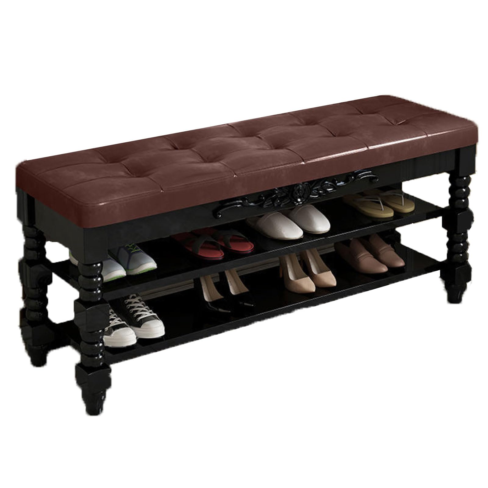 LWJSOCP Elegant Entryway Shoe Bench with Storage Upholstered Seating SpaceSaving Shoefor Hallway Perfect for Living Room (80 cm)