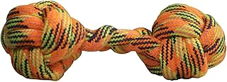 Durable Dog Rope Toy, Knotted Dumbell Shape, Multi-Color Braided Cotton, Teething and Interactive Pet Chew Toy for Puppies
