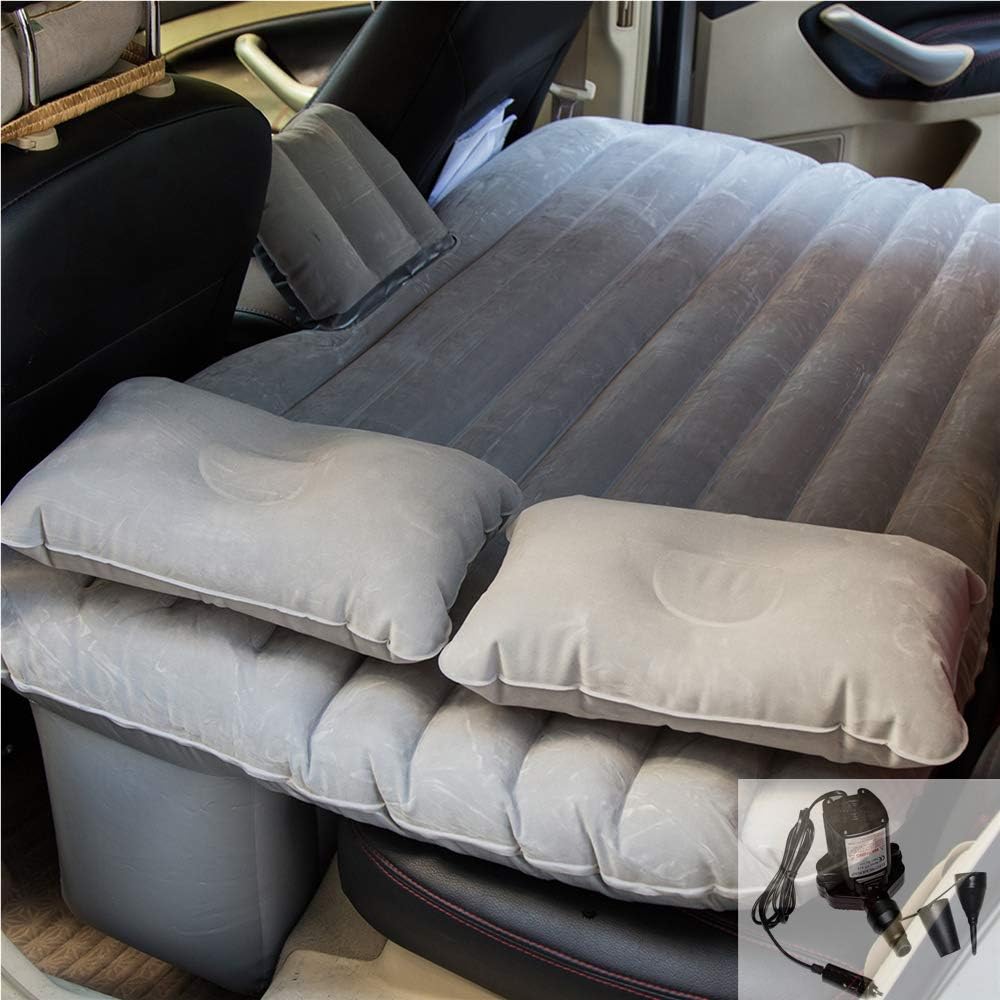 Car Travel Inflatable Mattress Flocking Air Bed Camping Universal SUV Back Seat Extended Air Couch with Two Air Pillows